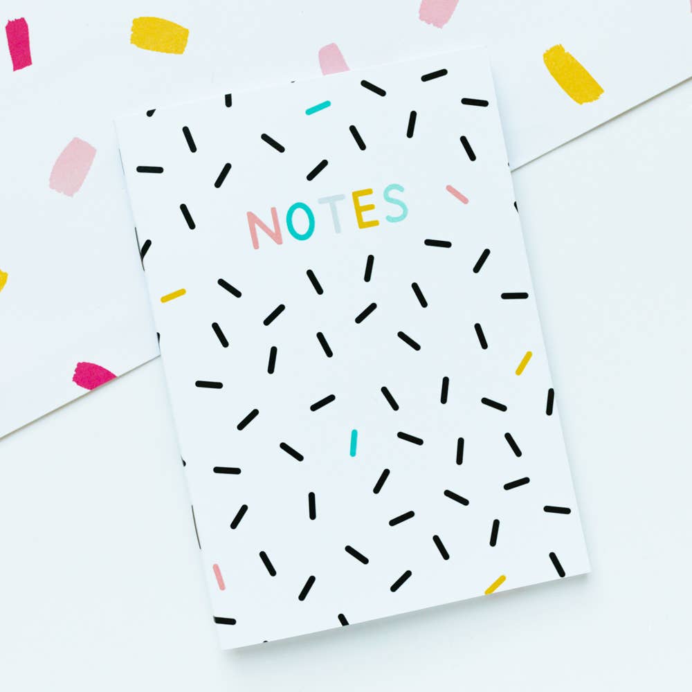 Notes Confetti Print A6 Notebook - Fun Recycled Stationery