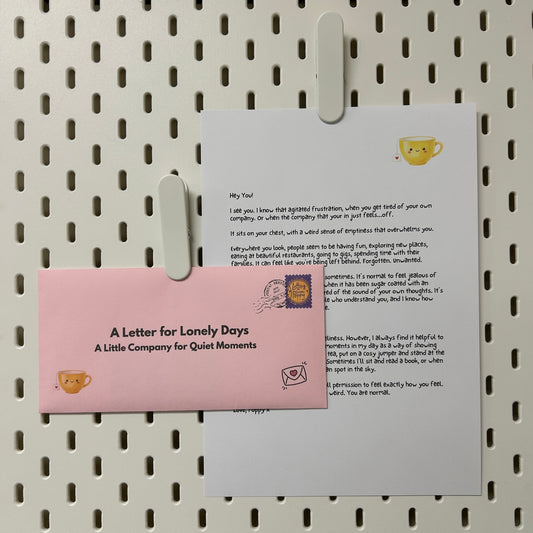 Pink envelope and letter for lonely days