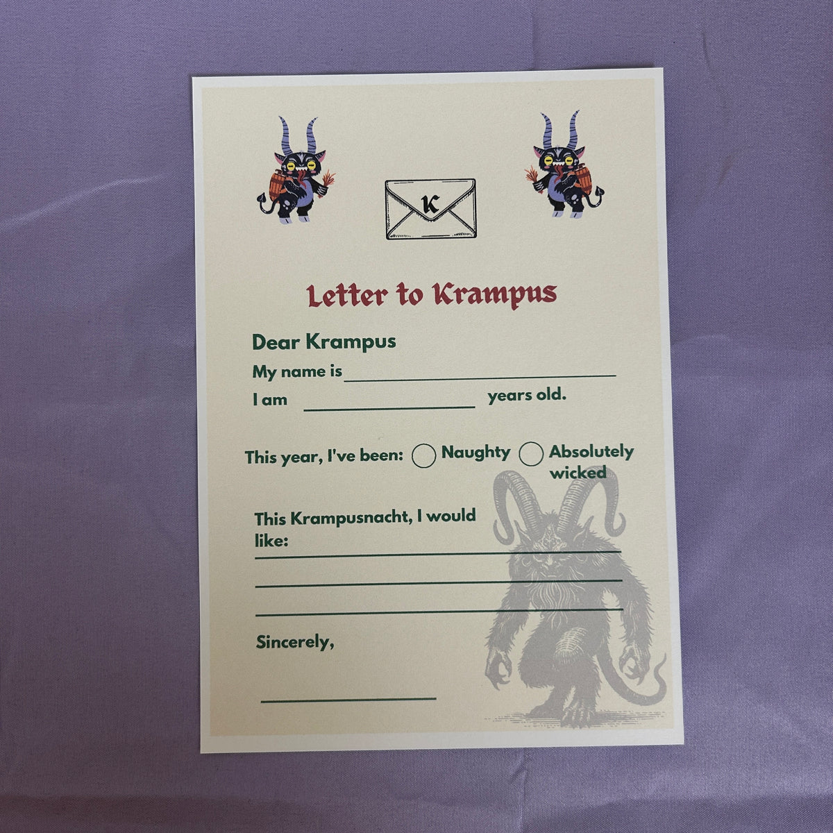 Letter to Krampus Kit | Not for Santa