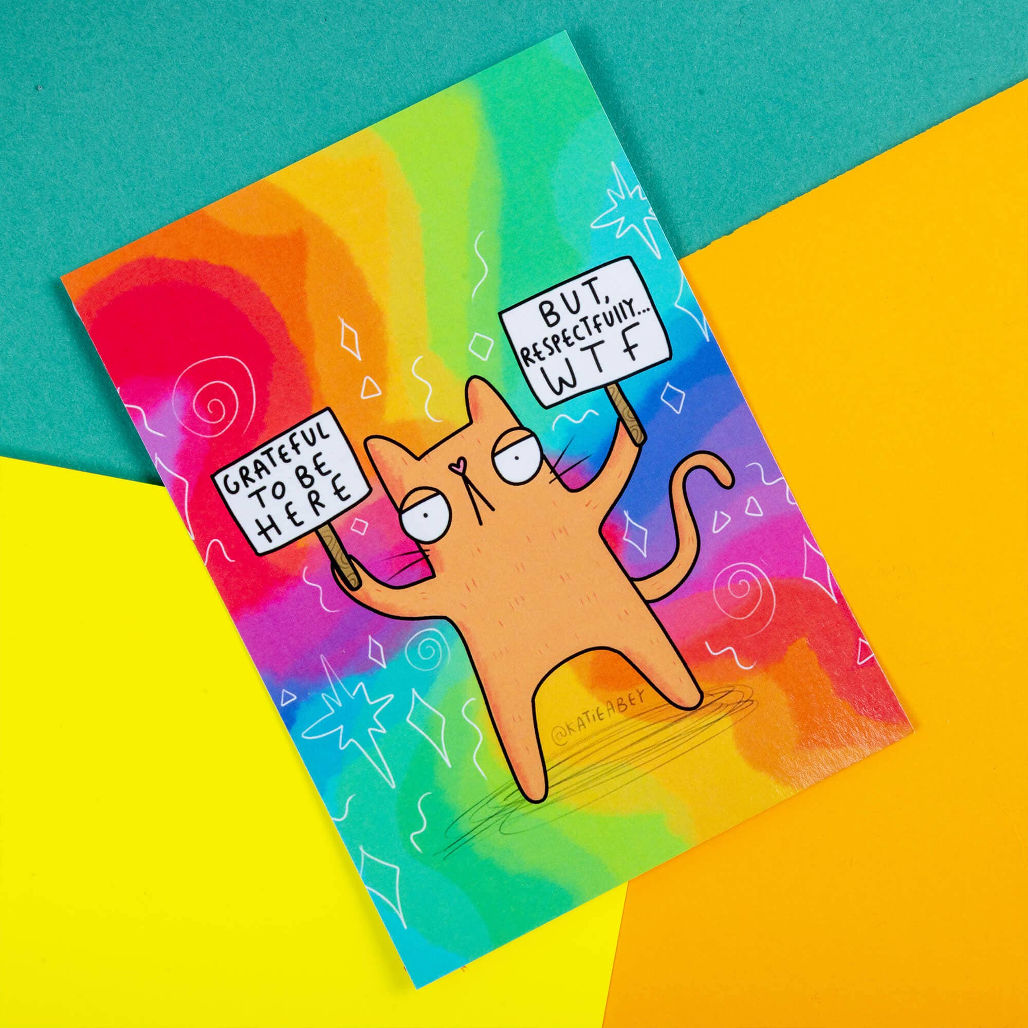 Grateful Cat A6 Postcard
