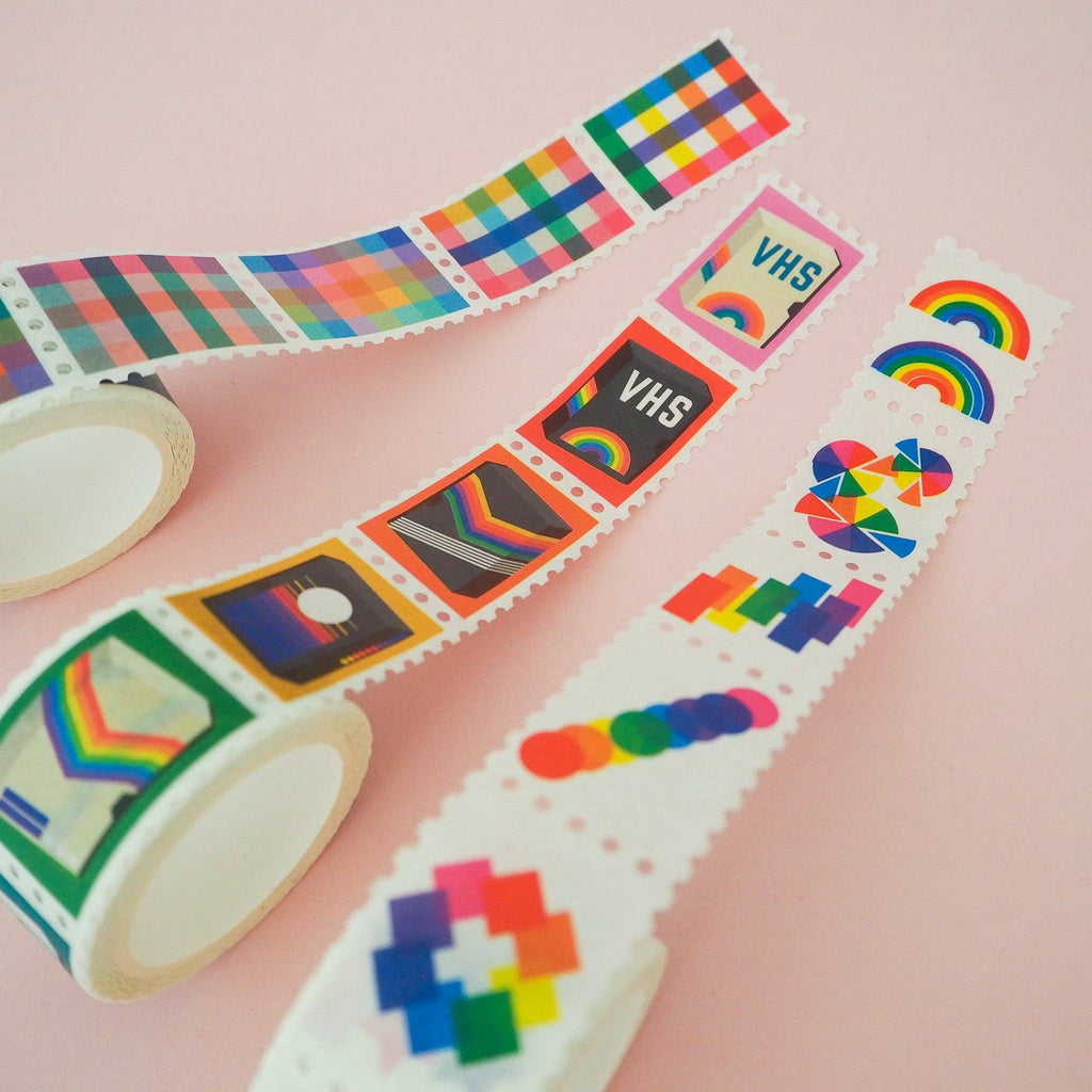 Rainbow Gingham Stamp Washi Tape