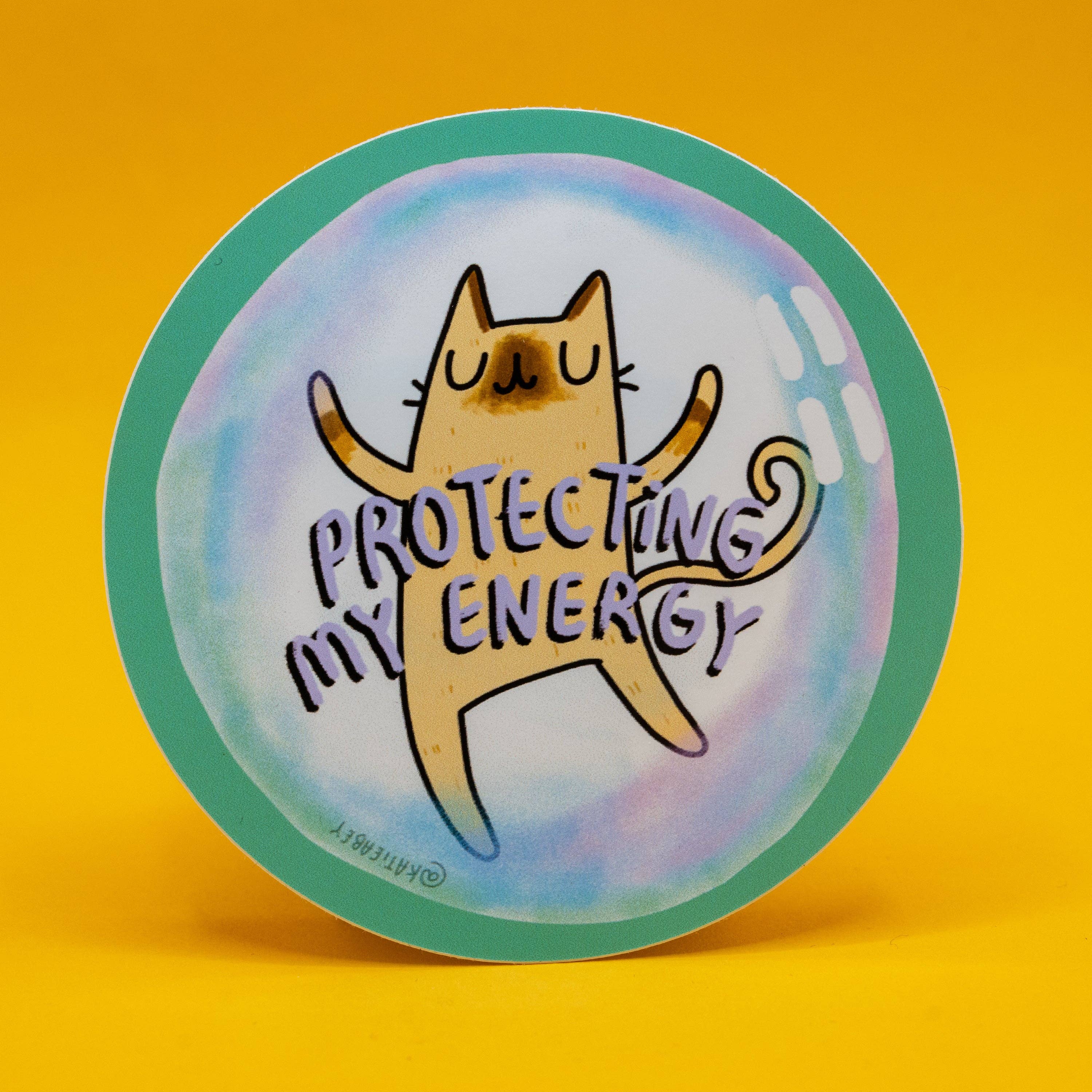 Protecting My Energy Cat Vinyl Stickers