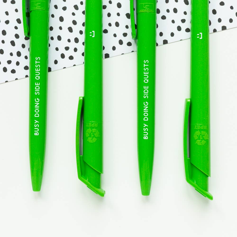 Busy Doing Side Quests Green Recycled Eco Ballpoint Pen