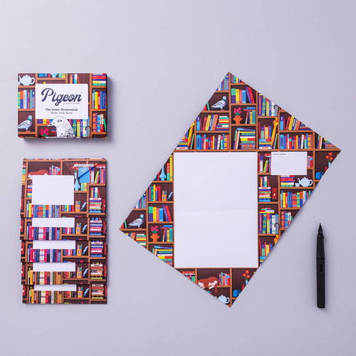 Bookstore Pigeon, Folding Stationery Letter Pack, Pack of 6