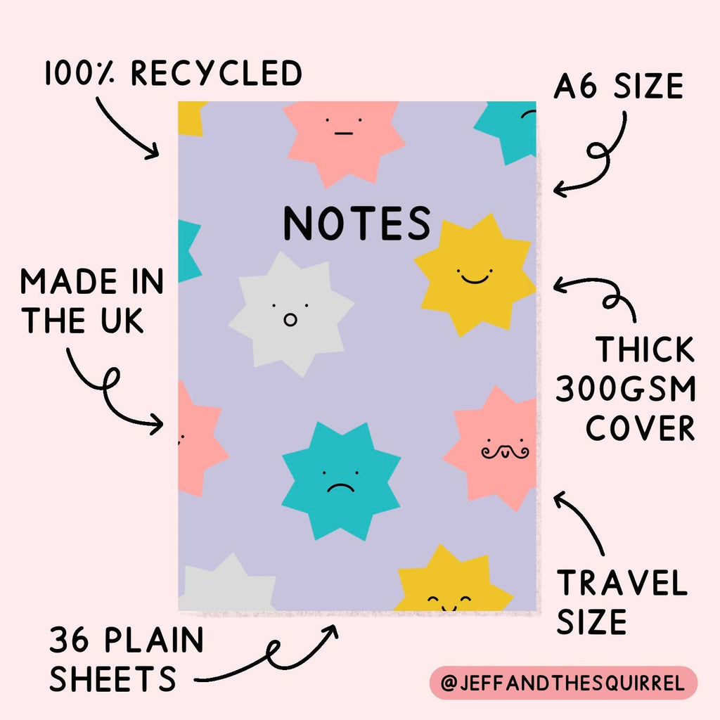 Rainbow Ombre Plain A6 Notebook - Fun Recycled Stationery